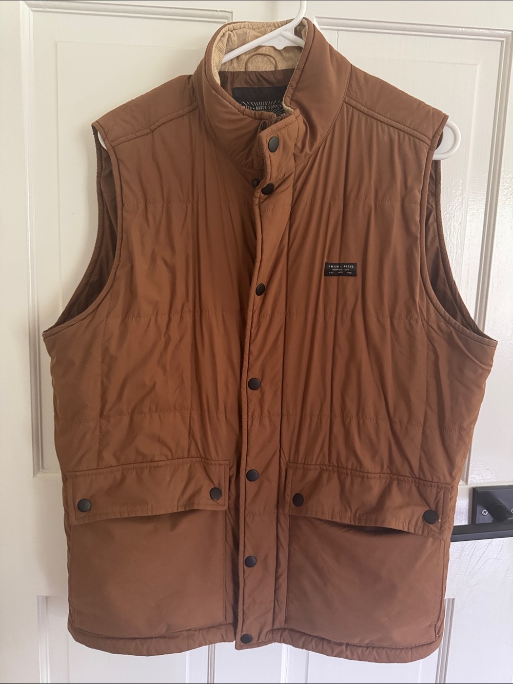 Men's Quilted Utility Vest in Brown Tan